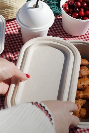 Camping in nature with disposable items