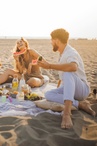 Snacks on the beach with eco products